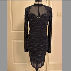 Black Valiant Paris Long Sleeve Fitted Studded Dress